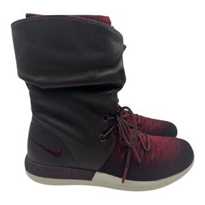 Nike Roshe Two Hi Flyknit Boots Women's Size 9 Deep Burgundy Red 861708-600‎